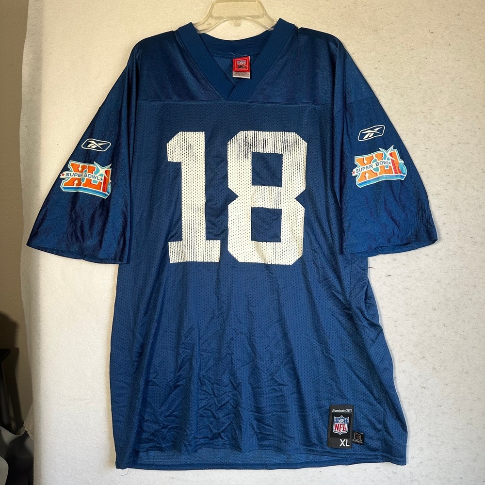 Reebok Indianapolis Colts Peyton Manning 18 Super Bowl XLI Jersey Blue XL 7075A